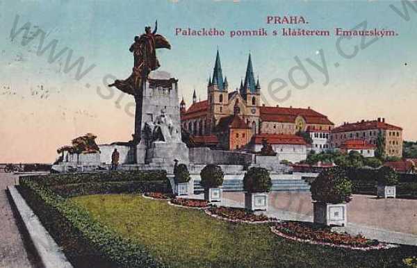  - Praha 2, Emauzy, Palackého pomník, kolorovaná