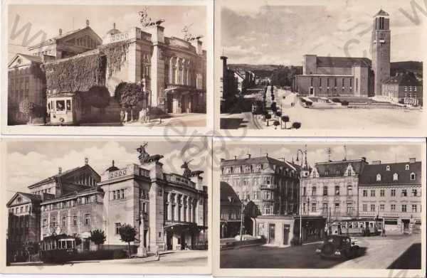  - Jablonec nad Nisou, 4 ks, divadlo, kostel, Rudé náměstí, automobil