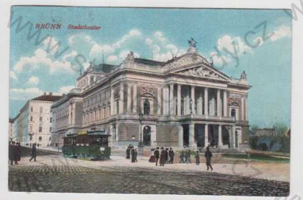  - Brno (Brünn), divadlo, tramvaj, kolorovaná