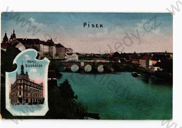  - Písek, více záběrů, částečný záběr města, hotel Dvořáček