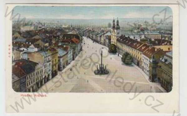  - Hradec Králové, náměstí, částečný záběr města, kolorovaná