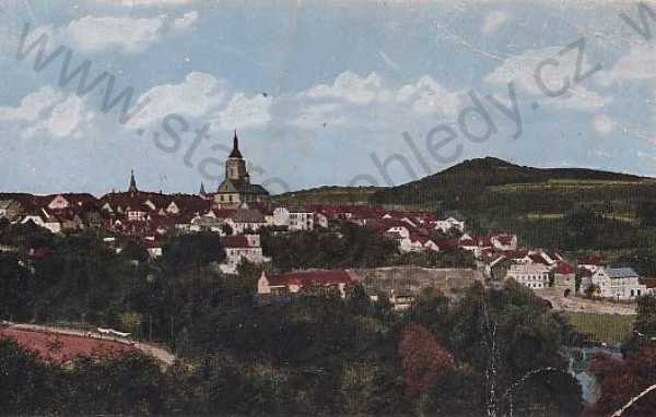  - Stříbro - Mies (Tachov - Tachau), celkový pohled, kolorovaná, kostel