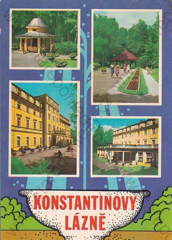  - Konstantinovy lázně (Tachov - Tachau), různé záběry: kolonáda, park, altán