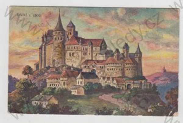  - Rábí (Klatovy), hrad, historická - 1500, kolorovaná