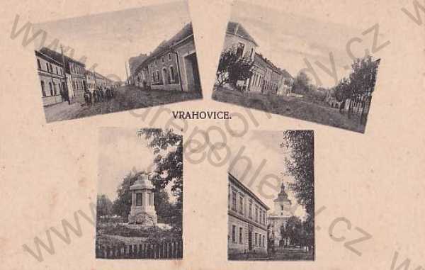  - Vrahovice (Prostějov) pomník, ulice, kostel
