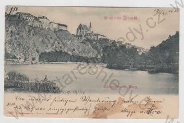  - Znojmo (Znaim), řeka, částečný záběr města, DA