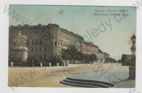  - Slovensko, Bratislava (Pozsony, Pressburg), částečný záběr města, kolorovaná