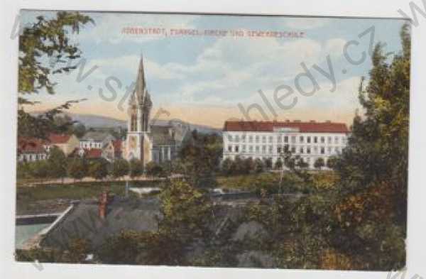 - Zábřeh (Hohenstadt) - Šumperk, kostel, škola, kolorovaná