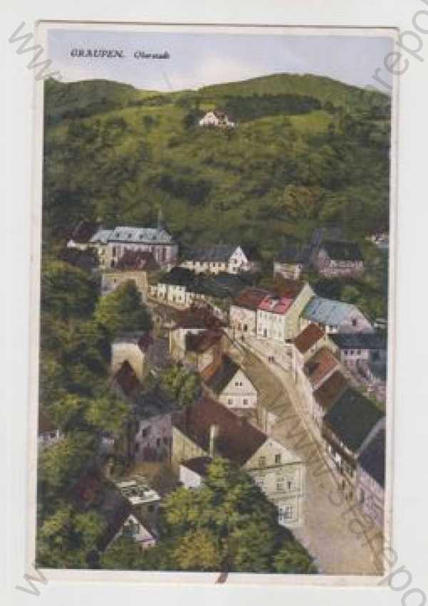  - Krupka (Graupen) - Teplice, částečný záběr města, kolorovaná