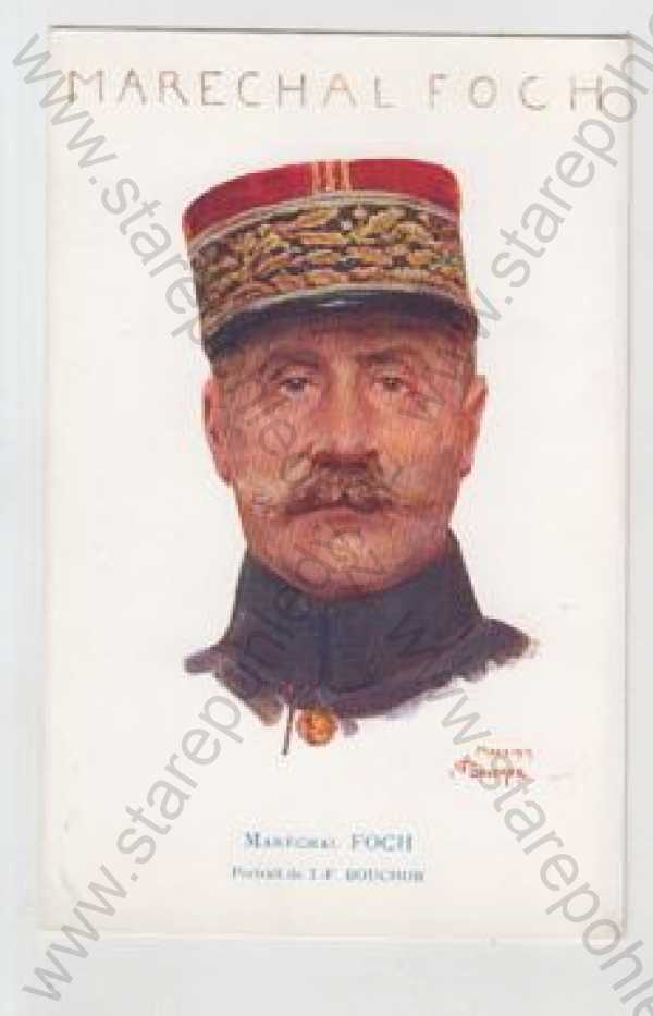 - Voják, Maréchal Foch, uniforma, kolorovaná, není pohlednice