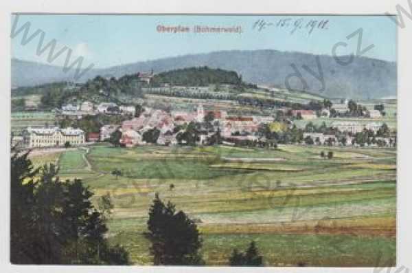  - Horní Planá (Oberplan) - Český Krumlov, celkový pohled, kolorovaná, foto J.Seidel