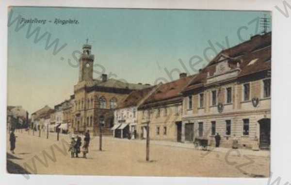  - Postoloprty (Postelberg) - Louny, náměstí, radnice, kolorovaná