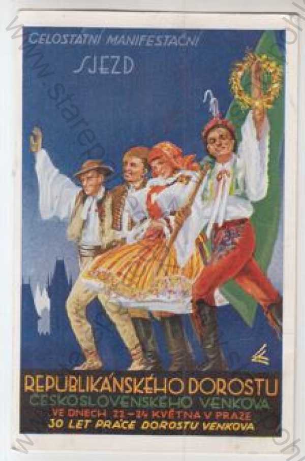  - Propaganda, Československo, dorost, kroj, kolorovaná