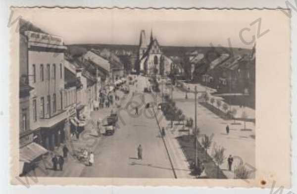  - Rakovník, náměstí, automobil, bicykl, Fototypia-Vyškov