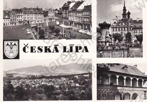  - Česká Lípa, celkový pohled, náměstí, více záběrů, zámek