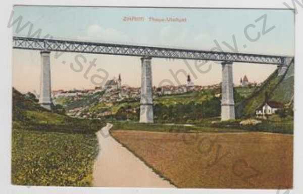  - Znojmo (Znaim), celkový pohled, most, viadukt, kolorovaná