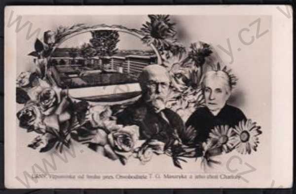  - hrob T.G.Masaryka, portrét T.G.Masaryka a jeho choti Charloty, Lány (Kladno)