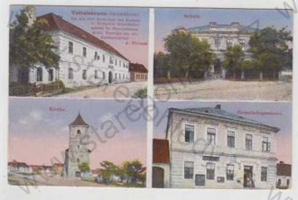  - Sedlec (Voitelsbrunn) - Břeclav, více záběrů, škola, kostel, restaurace, kolorovaná