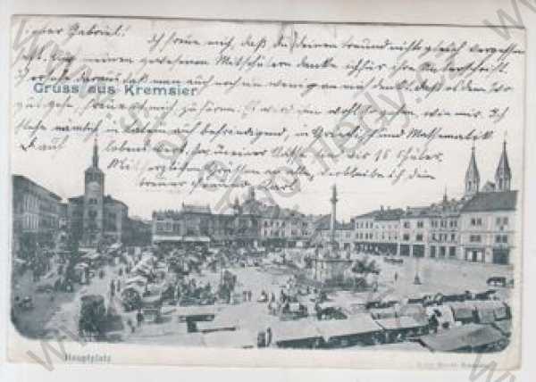  - Kroměříž (Kremsier), náměstí, trh, kůň, povoz, DA