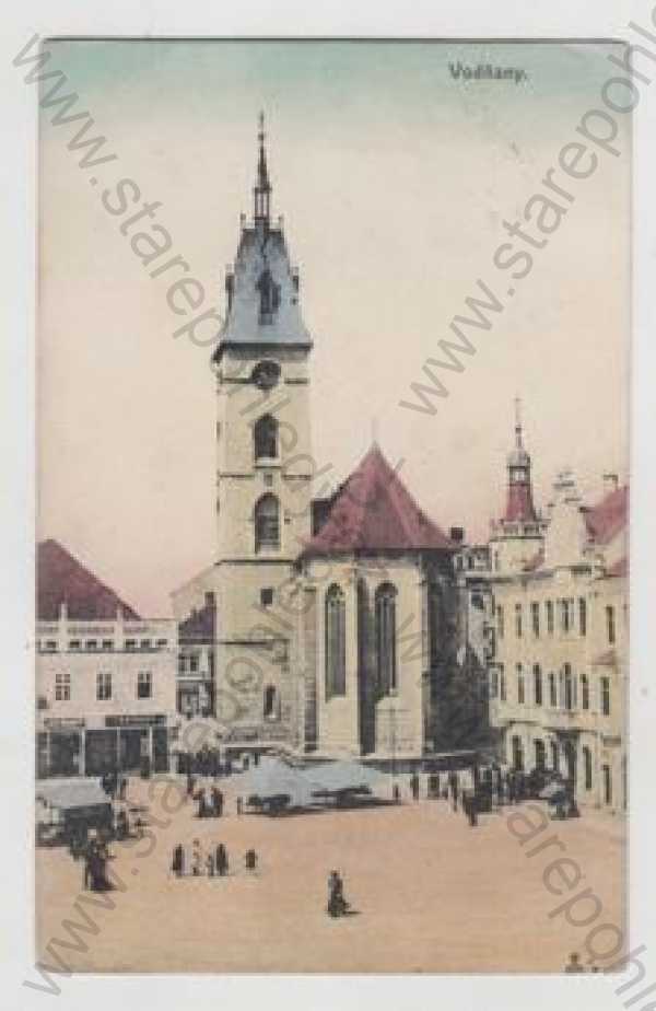  - Vodňany (Strakonice), kostel, náměstí, kolorovaná