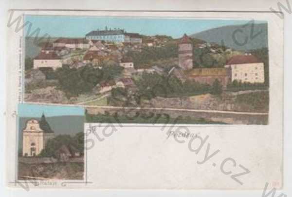  - Rataje nad Sázavou (Kutná hora), více záběrů, celkový pohled, kostel, kolorovaná, DA