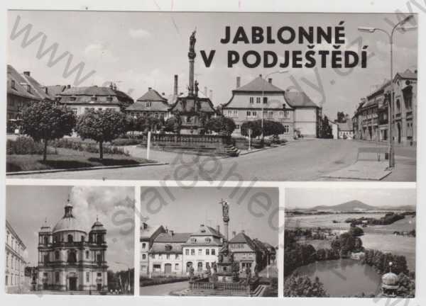  - Jablonné v Podještědí (Česká Lípa), více záběrů, náměstí, sloup, kostel, rybník