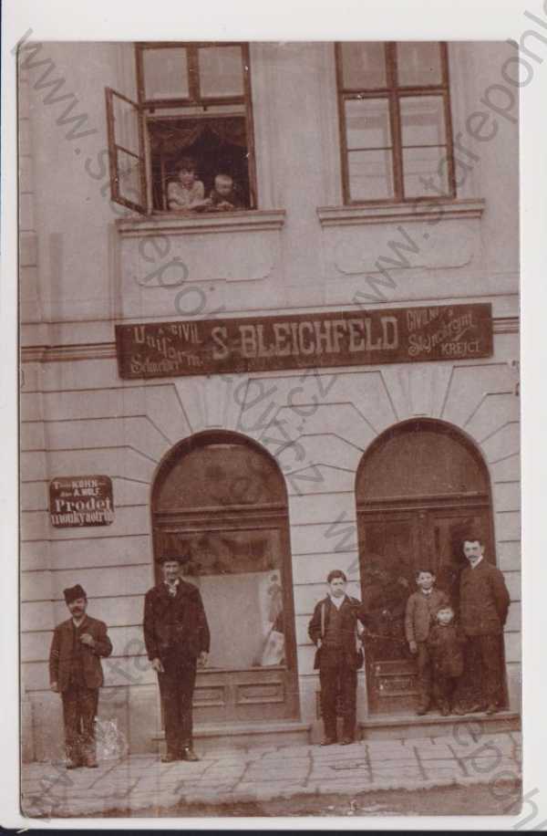  - Prostějov - židovský obchod Bleichfeld civilní a stejnokrojní krejčí