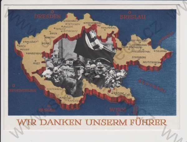  - Hitler - koláž mapa, velký formát, kolorovaná
