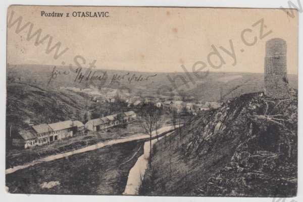  - Otaslavice (Prostějov), hrad, zřícenina, částečný záběr města