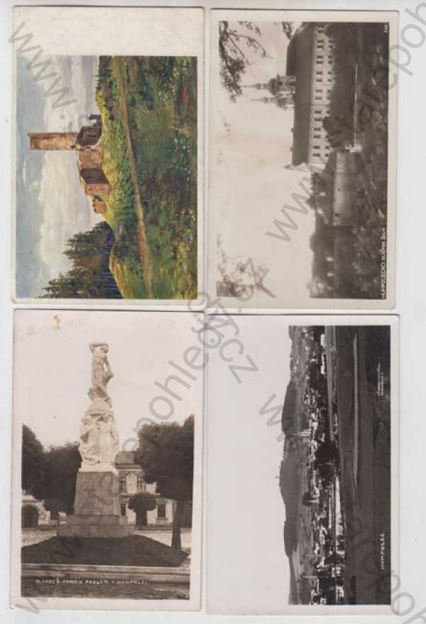  - 4x Humpolec (Pelhřimov), hrad, Vorlík nad Humpolcem, klášter Želiv, pomník, celkový pohled, Bromografia