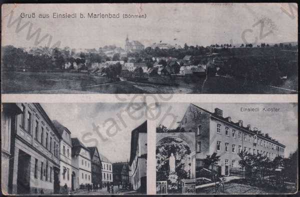  - Mariánské Lázně (Marienbad), Cheb, více záběrů, pohled ulicí, celkový pohled, klášter, madona