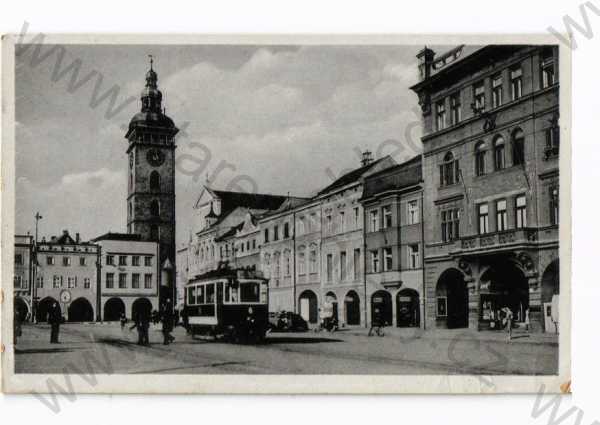  - České Budějovice, náměstí, obchody, tramvaj