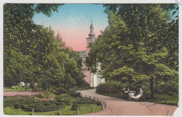  - Jihlava (Iglau), park, kostel, kolorovaná