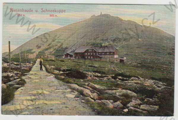  - Sněžka (Schneekoppe) - Trutnov, Riesenbaude, Krkonoše, kolorovaná