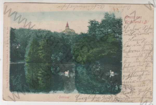  - Frýdlant (Friedlant) - Liberec, zámek, rybník, kolorovaná, DA