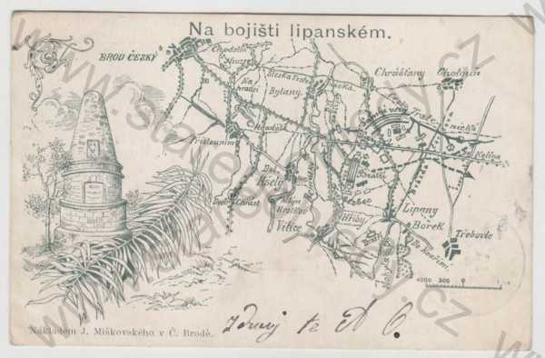  - Bitva u Lipan (Kolín), mapa, pomník, DA