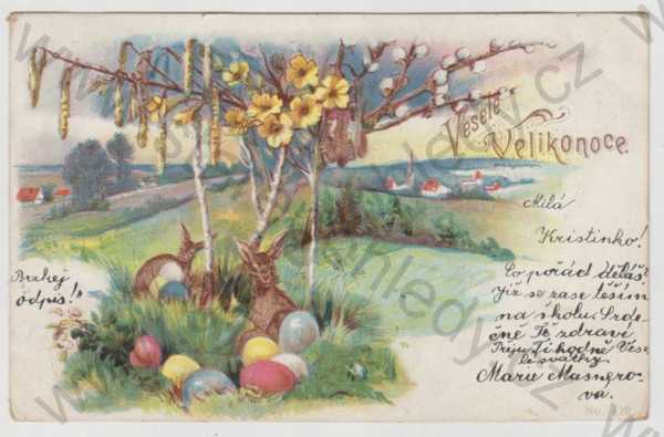  - Velikonoce, zajíc, vejce, kraslice, kolorovaná, DA