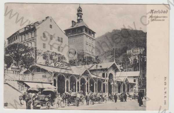  - Karlovy Vary (Karlsbad), kolonáda, kůň, kočár