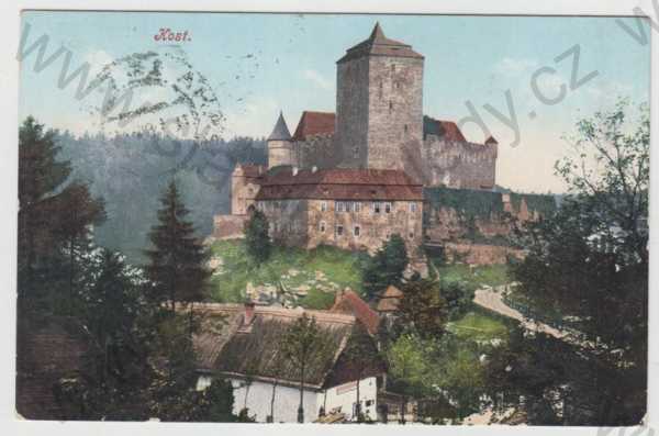  - Kost (Jičín), hrad, kolorovaná