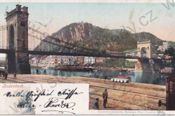  - Děčín, Tetschen, kolorovaná, most, DA, celkový pohled