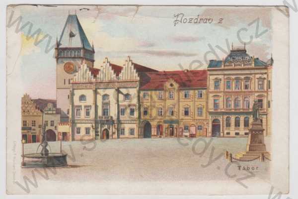  - Tábor, náměstí, radnice, kolorovaná, DA