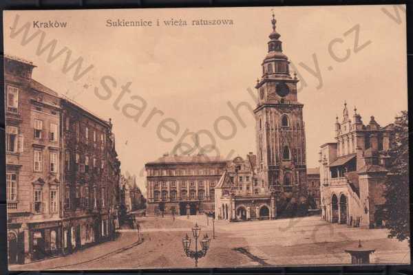  - Polsko, Kraków (Woj. Malopolskie), radnice, věž, kolorovaná