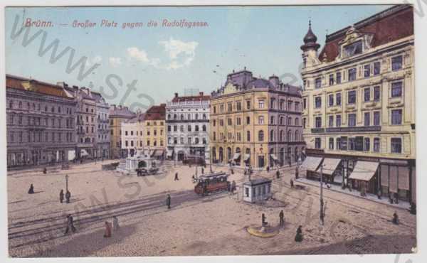  - Brno (Brünn), náměstí, tramvaj, kolorovaná
