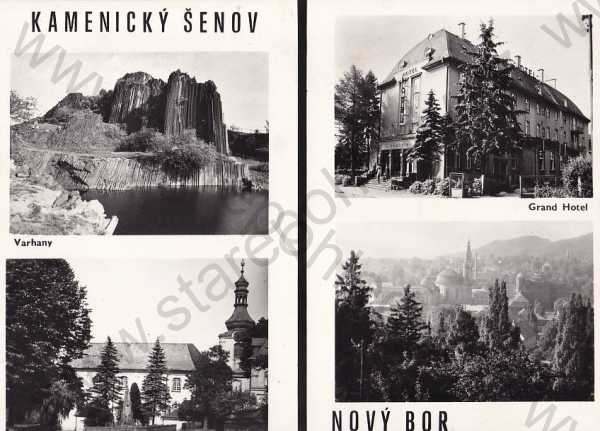  - Kamenický Šenov Nový Bor (Česká Lípa) Varhany skála, Grand hotel, kostel, celkový pohled