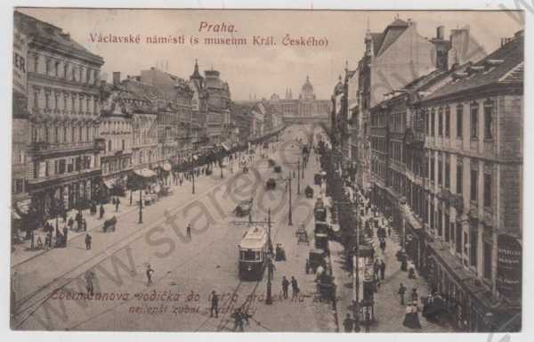  - Praha 1, Václavské náměstí, Muzeum, tramvaj, automobil
