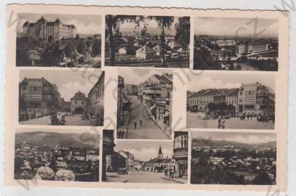  - Valašské Meziříčí (Vsetín), více záběrů, pohled ulicí, náměstí, částečný záběr města