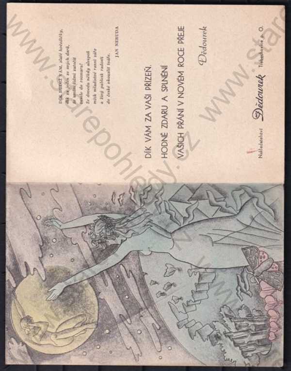 - Nový rok, Jan Neruda - Kniha básní - ručně kolorováno, rozkládací, nejedná se o pohlednici