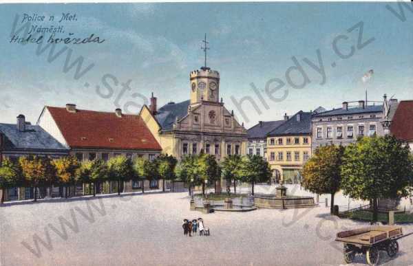  - Police nad Metují, Náchod, Hotel Hvězda, náměstí, kolorovaná