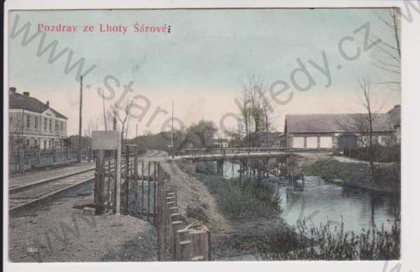  - Lhota Šárová - železnice, most, kolorovaná