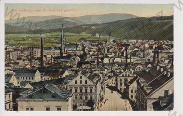  - Liberec - celkový pohled od nádraží, kolorovaná